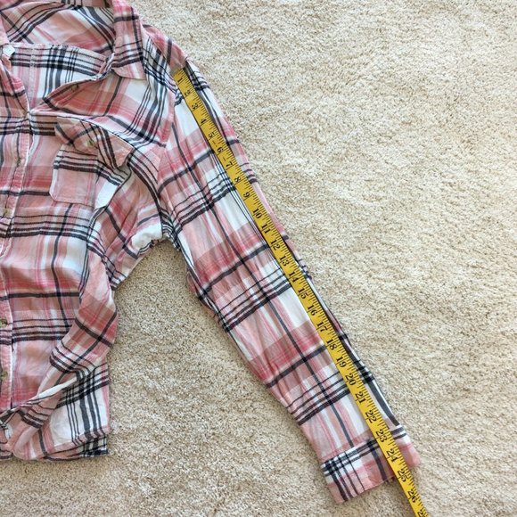 Maurices Shirt Womens Size XXL Tunic Button Up Plaid Pink Black White - Picture 11 of 12